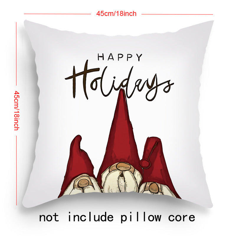 HKM-203219 Cartoon Santa Claus and Elk Holiday Pillow Covers - Decorative Cushion Covers 45x45cm, Multiple Sets Available