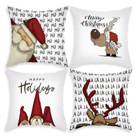 HKM-203219 Cartoon Santa Claus and Elk Holiday Pillow Covers - Decorative Cushion Covers 45x45cm, Multiple Sets Available