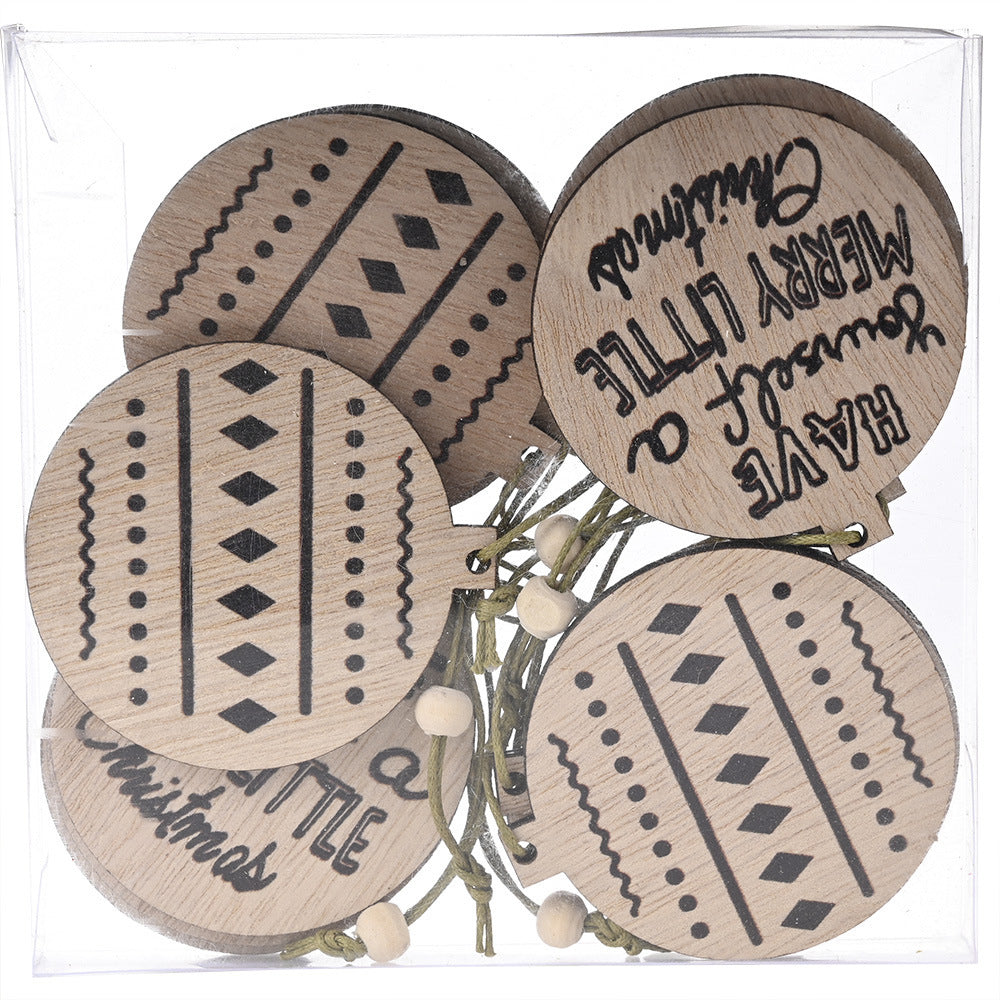 HKM-203283 Wooden Christmas Pendant in Transparent Box - Angel, Tree, Star, Love, Snowflake, Sphere Models