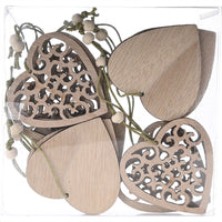 HKM-203283 Wooden Christmas Pendant in Transparent Box - Angel, Tree, Star, Love, Snowflake, Sphere Models