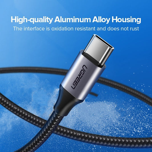HKM-203347 3A Fast Charging USB Type-C Cable for Samsung S10, Nylon Braided with Alloy Connectors