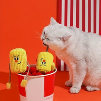 HKM-203347 Corn Cob Cat Molar Stick Toy with Catnip – Natural Polio Wood Dental Chew for Cats