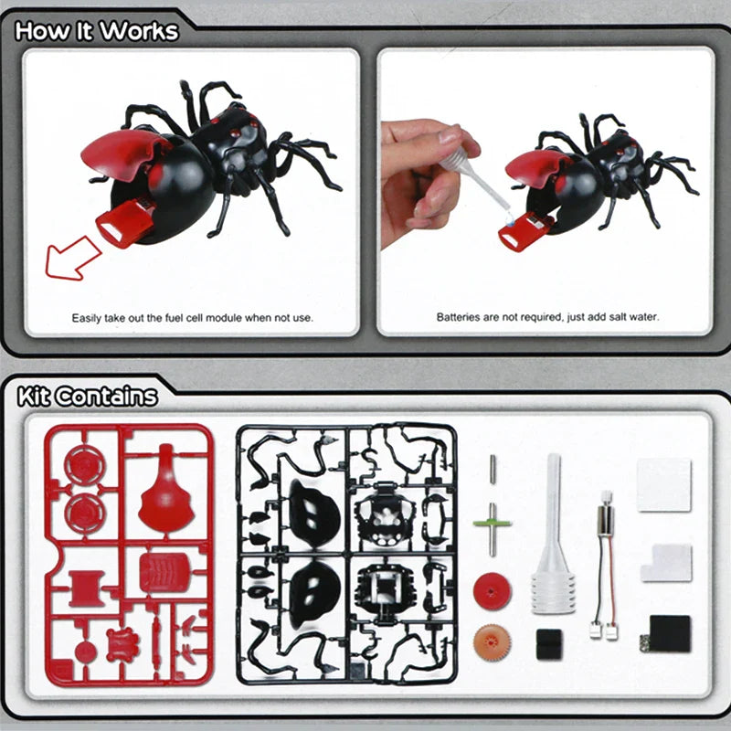 HKM-203411 Salt Water Powered Spider Robot Toy for Children - Educational DIY STEM Experiment