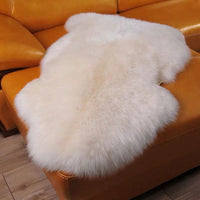 HKM-203475 Luxurious Australian Pure White Lambskin Wool Carpet - Long-Haired, 100mm Thick, 7 Sq Ft