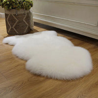 HKM-203475 Luxurious Australian Pure White Lambskin Wool Carpet - Long-Haired, 100mm Thick, 7 Sq Ft