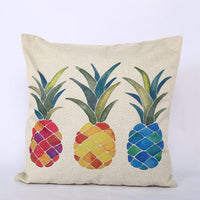 HKM-203539 Pineapple Print Square Linen Pillowcase for Car and Home Decoration