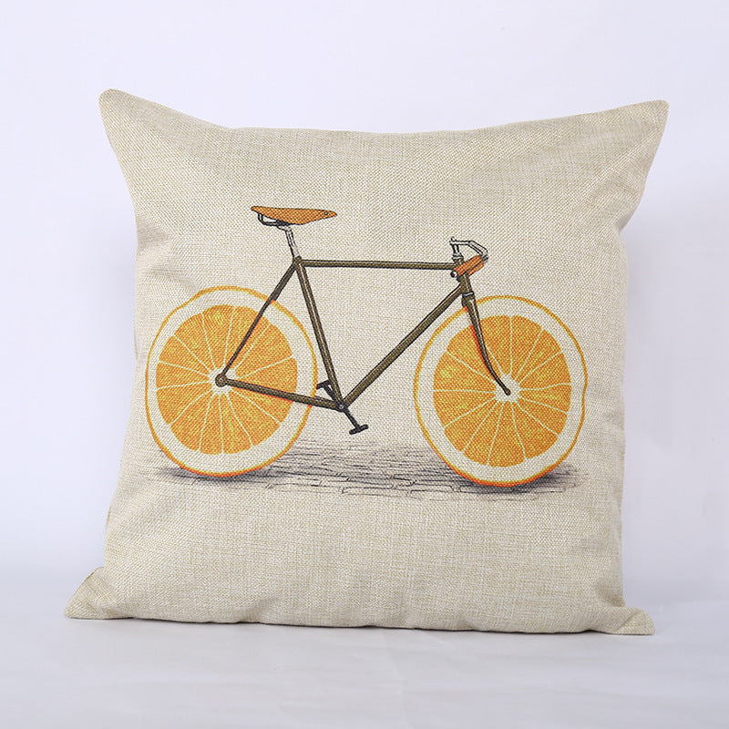 HKM-203539 Pineapple Print Square Linen Pillowcase for Car and Home Decoration
