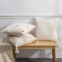 HKM-203603 Scandinavian Floral Tufted Pillowcase – Cotton Cushion Cover for Home Décor