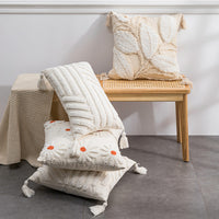 HKM-203603 Scandinavian Floral Tufted Pillowcase – Cotton Cushion Cover for Home Décor