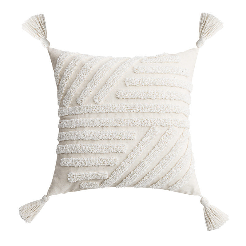 HKM-203603 Scandinavian Floral Tufted Pillowcase – Cotton Cushion Cover for Home Décor