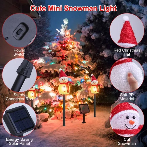 HKM-203603 Solar Powered Snowman Decorative Stake Light - Waterproof Warm White LED Christmas Garden Lamp