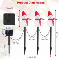 HKM-203603 Solar Powered Snowman Decorative Stake Light - Waterproof Warm White LED Christmas Garden Lamp