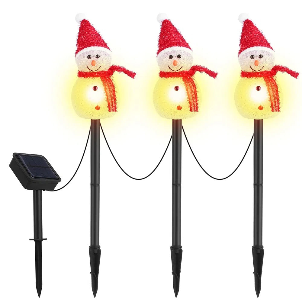 HKM-203603 Solar Powered Snowman Decorative Stake Light - Waterproof Warm White LED Christmas Garden Lamp