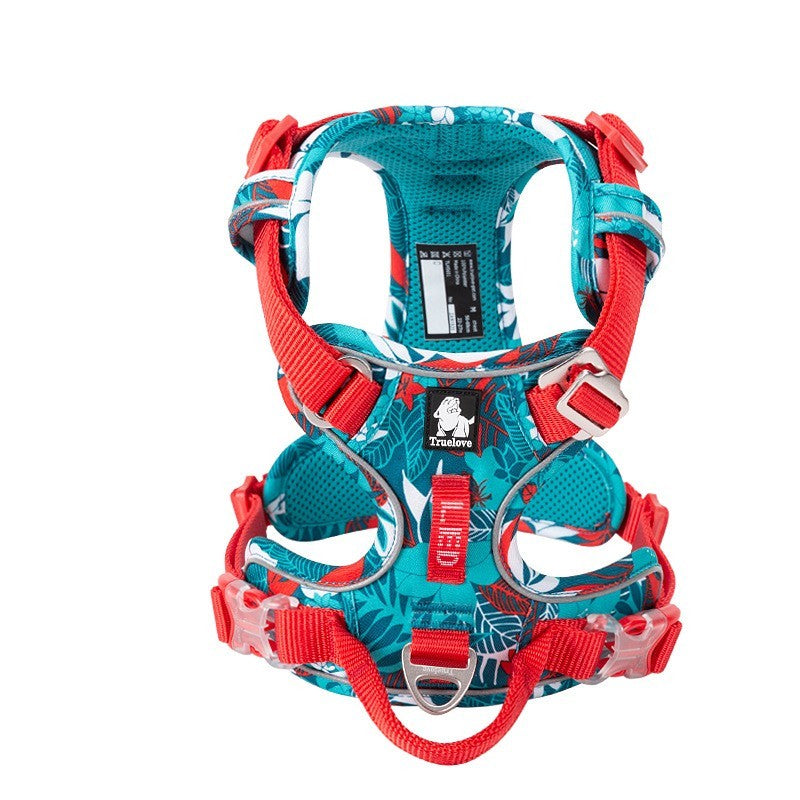 HKM-203667 Camouflage Pet Dog Chest Strap with Holding Rope - Nylon, Reflective, Multiple Sizes