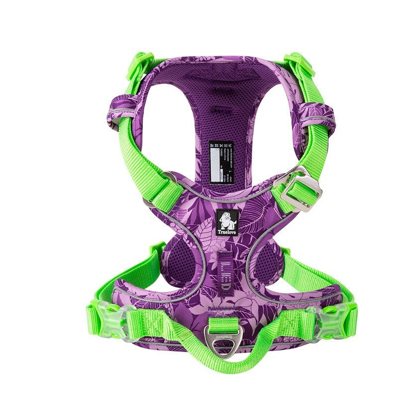 HKM-203667 Camouflage Pet Dog Chest Strap with Holding Rope - Nylon, Reflective, Multiple Sizes