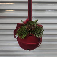 HKM-203923 Elegant Flocking Christmas Tree Ornaments - Wine Red Bells & Decor for Festive Celebrations