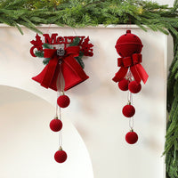 HKM-203923 Elegant Flocking Christmas Tree Ornaments - Wine Red Bells & Decor for Festive Celebrations