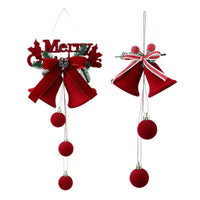 HKM-203923 Elegant Flocking Christmas Tree Ornaments - Wine Red Bells & Decor for Festive Celebrations