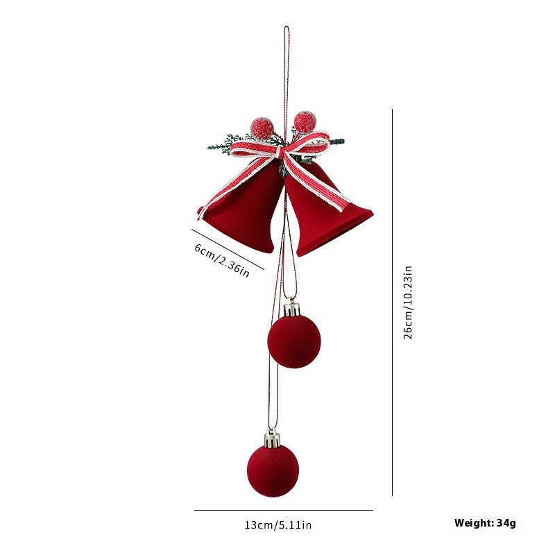 HKM-203923 Elegant Flocking Christmas Tree Ornaments - Wine Red Bells & Decor for Festive Celebrations