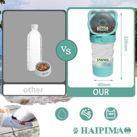 HKM-203987 3-in-1 Portable Pet Water Bottle with Food Container and Waste Bag Dispenser for Dogs and Cats