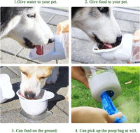 HKM-203987 3-in-1 Portable Pet Water Bottle with Food Container and Waste Bag Dispenser for Dogs and Cats