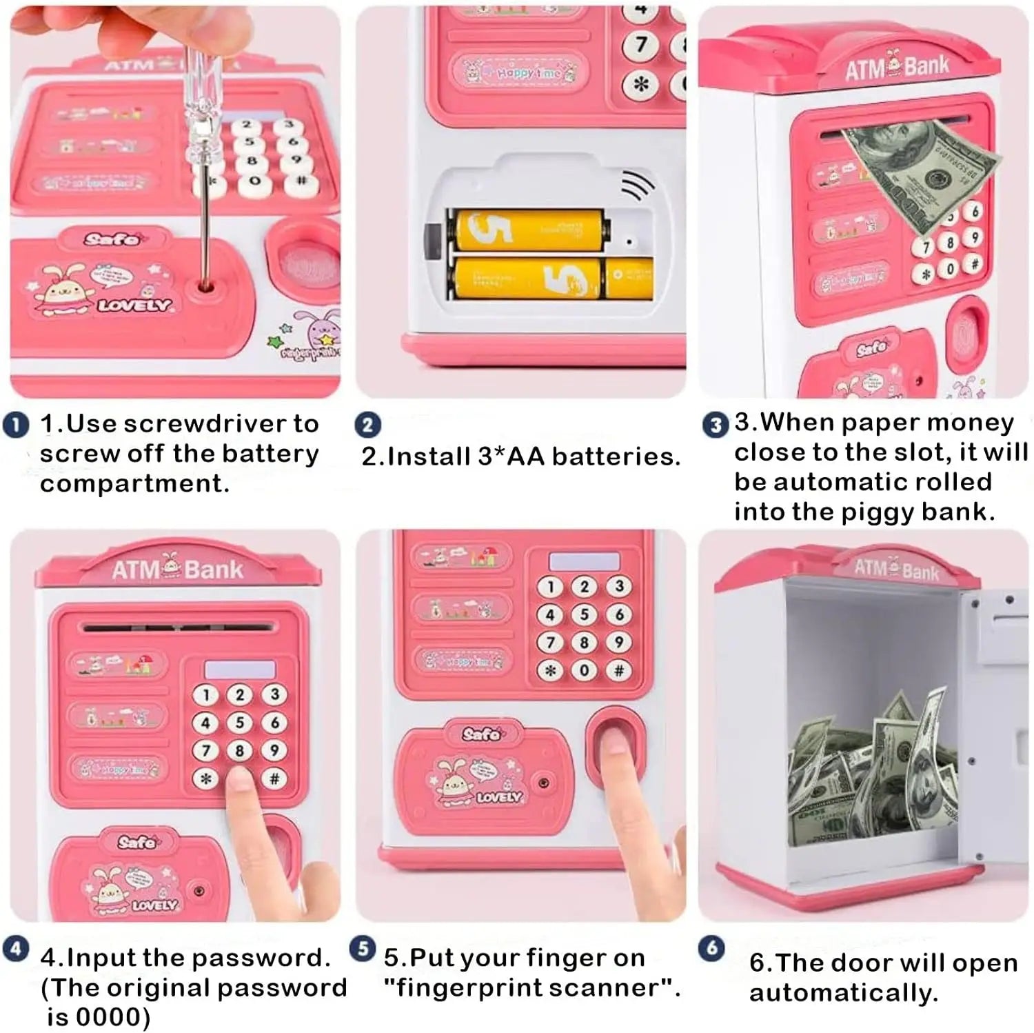 HKM-203987 Kids Electric ATM Piggy Bank Toy - Safe Plastic Money Box for Ages 2-12