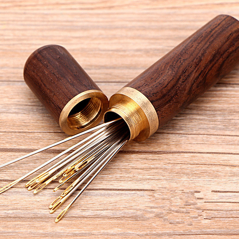 HKM-203987 Sandalwood Hand Sewing Needle Set for Embroidery and Quilting, Includes Steel Needles in a Convenient Box