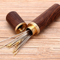 HKM-203987 Sandalwood Hand Sewing Needle Set for Embroidery and Quilting, Includes Steel Needles in a Convenient Box
