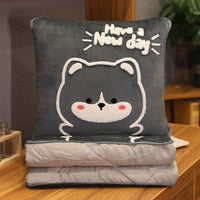HKM-204371 Dinosaur Husky Cartoon Air Conditioner Throw Quilt and Pillow Set, Plush Filling 1x1.5m