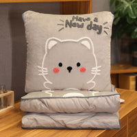 HKM-204371 Dinosaur Husky Cartoon Air Conditioner Throw Quilt and Pillow Set, Plush Filling 1x1.5m