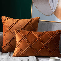 HKM-204435 Velvet Plaid Pillowcase for Home Sofa and Bedside - Soft and Breathable Cushion Cover