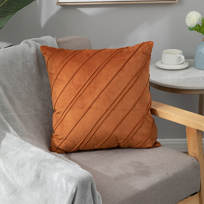 HKM-204435 Velvet Plaid Pillowcase for Home Sofa and Bedside - Soft and Breathable Cushion Cover