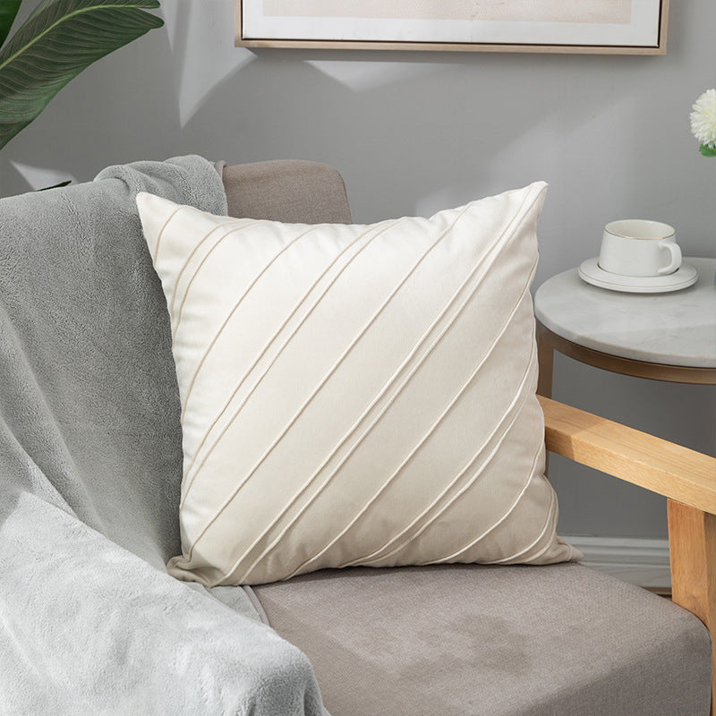 HKM-204435 Velvet Plaid Pillowcase for Home Sofa and Bedside - Soft and Breathable Cushion Cover