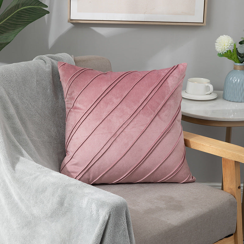HKM-204435 Velvet Plaid Pillowcase for Home Sofa and Bedside - Soft and Breathable Cushion Cover