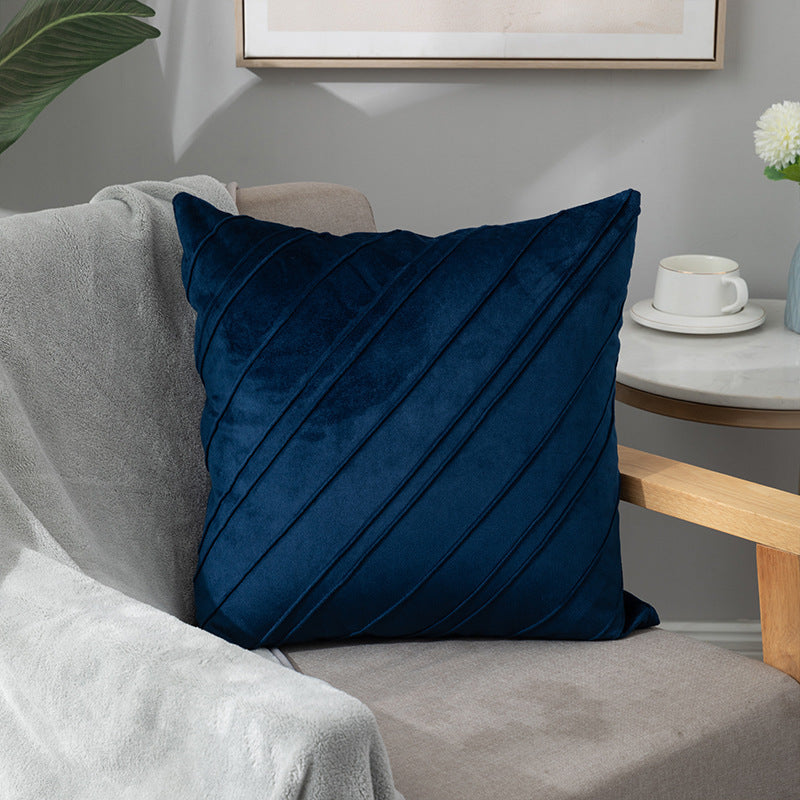 HKM-204435 Velvet Plaid Pillowcase for Home Sofa and Bedside - Soft and Breathable Cushion Cover