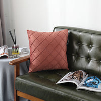 HKM-204435 Velvet Plaid Pillowcase for Home Sofa and Bedside - Soft and Breathable Cushion Cover