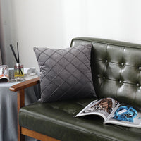 HKM-204435 Velvet Plaid Pillowcase for Home Sofa and Bedside - Soft and Breathable Cushion Cover