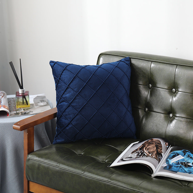 HKM-204435 Velvet Plaid Pillowcase for Home Sofa and Bedside - Soft and Breathable Cushion Cover