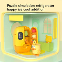 HKM-204563 Kids Play Kitchen Refrigerator with Fruits and Vegetables Cutting Set, Educational Toy for Ages 3 and Up