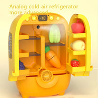 HKM-204563 Kids Play Kitchen Refrigerator with Fruits and Vegetables Cutting Set, Educational Toy for Ages 3 and Up
