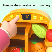 HKM-204563 Kids Play Kitchen Refrigerator with Fruits and Vegetables Cutting Set, Educational Toy for Ages 3 and Up