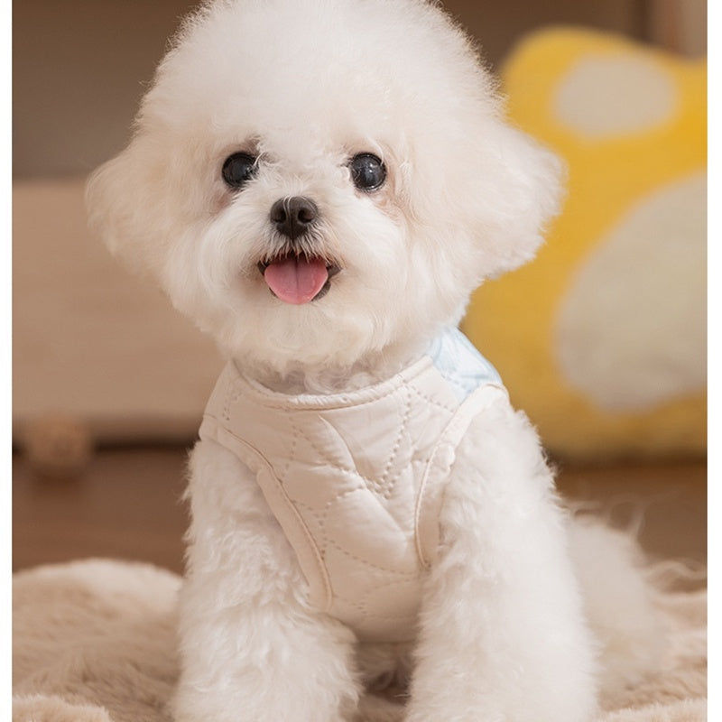 HKM-204627 Warm Heart-Shaped Checkered Pocket Vest for Dogs and Cats – Quilted Polyester with Fluffy Wool Lining