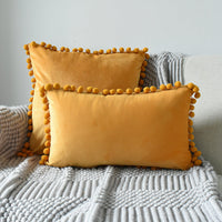 HKM-204691 Fur Ball Plush Velvet Cushion Pillowcase with PP Cotton Filling