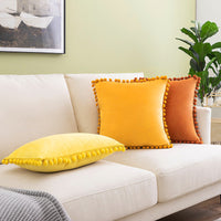 HKM-204691 Fur Ball Plush Velvet Cushion Pillowcase with PP Cotton Filling