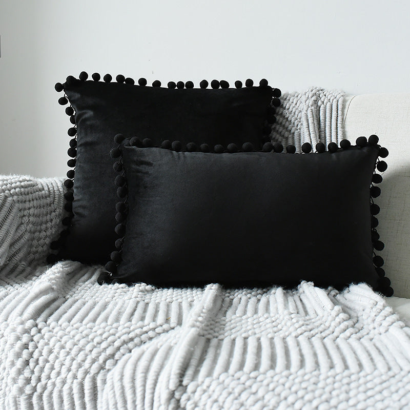 HKM-204691 Fur Ball Plush Velvet Cushion Pillowcase with PP Cotton Filling