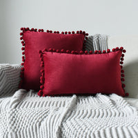 HKM-204691 Fur Ball Plush Velvet Cushion Pillowcase with PP Cotton Filling