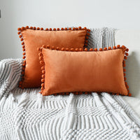 HKM-204691 Fur Ball Plush Velvet Cushion Pillowcase with PP Cotton Filling