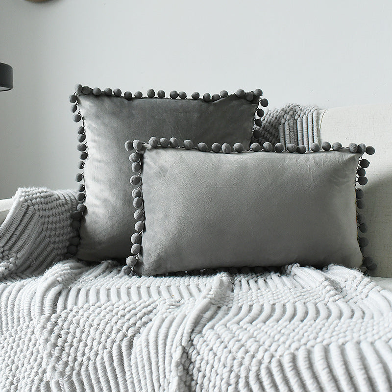HKM-204691 Fur Ball Plush Velvet Cushion Pillowcase with PP Cotton Filling