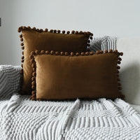 HKM-204691 Fur Ball Plush Velvet Cushion Pillowcase with PP Cotton Filling
