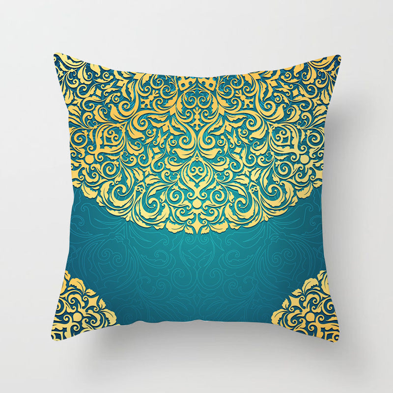 HKM-204755 Mandala Printed Peach Skin Pillowcase for Sofa – Soft and Stylish Cushion Cover